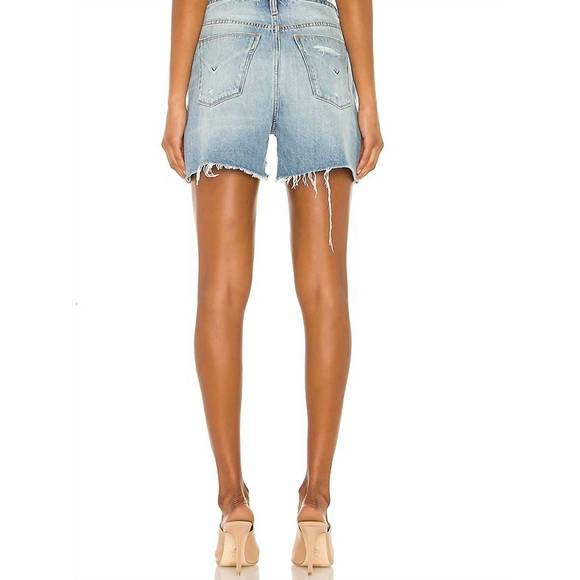 NEW HUDSON distressed in ritual wash sloane step hem shorts in ritual blue - Picture 3 of 4